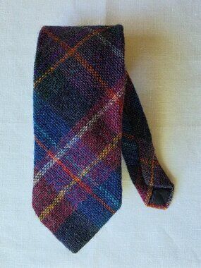 Vintage Liberty of London Shetland Wool Tie Plaid Woven in Scotland, Made in USA